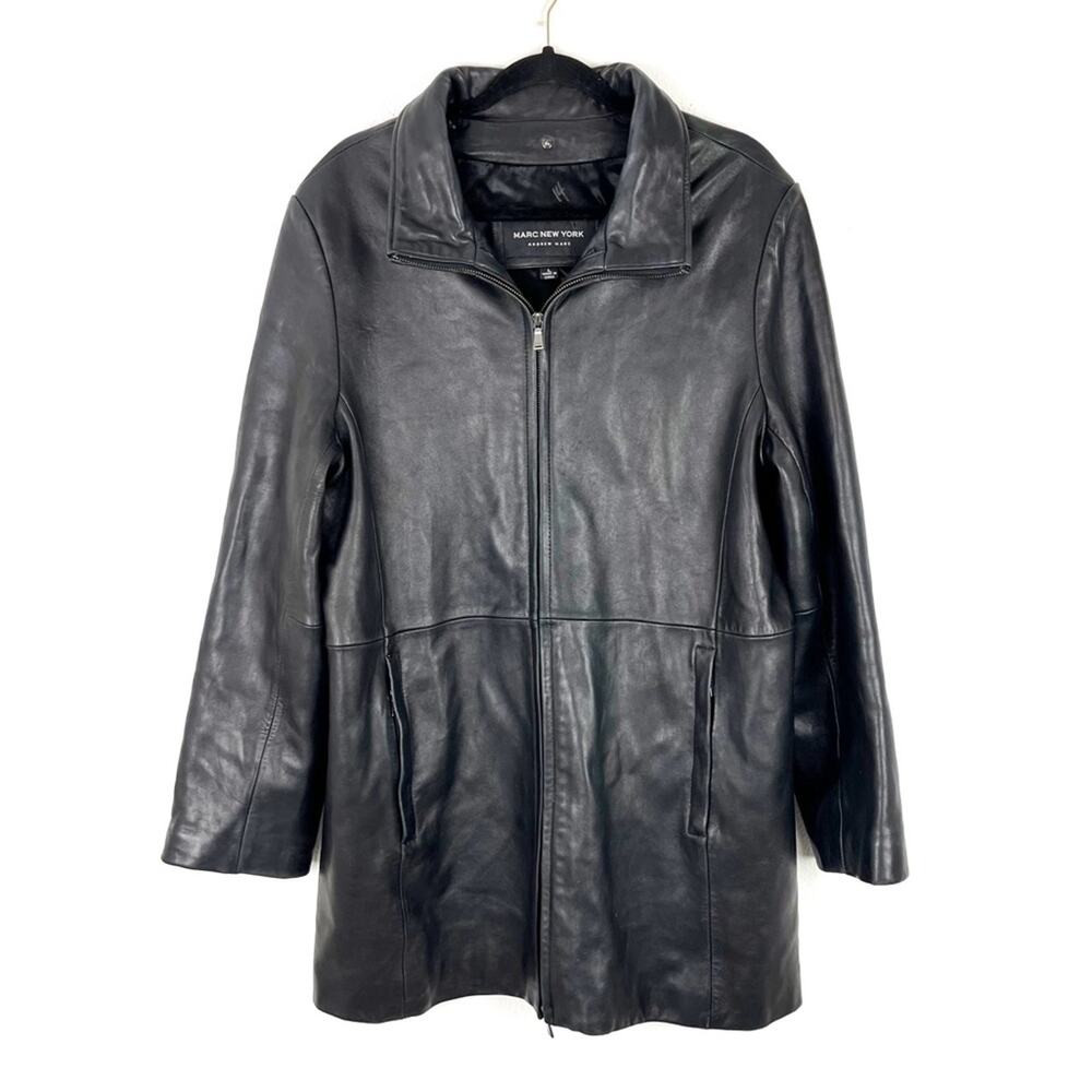 Andrew Marc Mens Black Leather Jacket Lar40